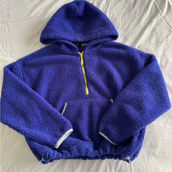 Wild Fable Women's Blue Half-Zip Faux Fur Sherpa Anorak Jacket, M - Picture 3 of 10